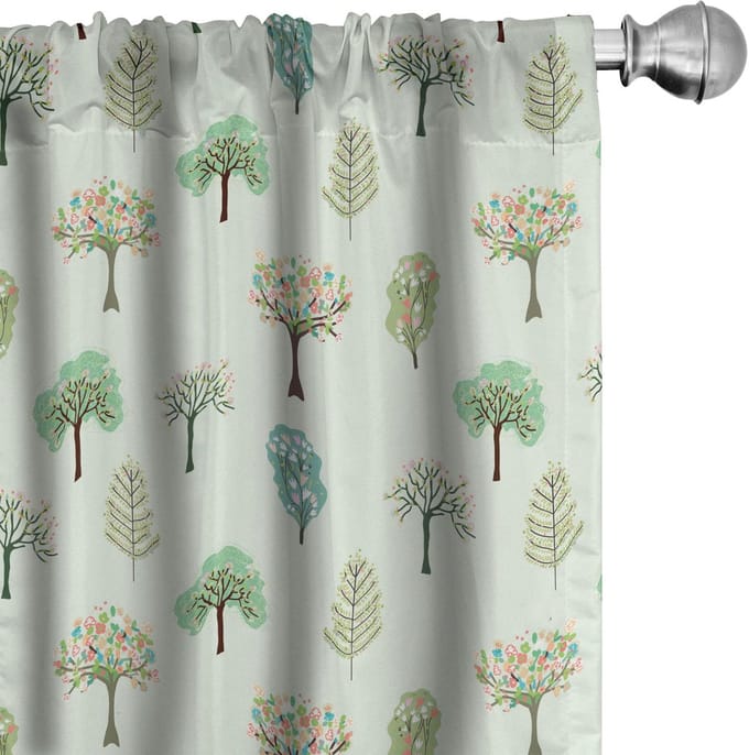 ABAKUHAUS Bosgordijnen – 2-delige set 75x245 cm – microvezel – pastelgroen