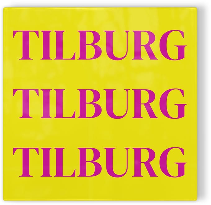 Tegeltje Tilburg - geel roze - tegeltje stad - tegeltje met tekst