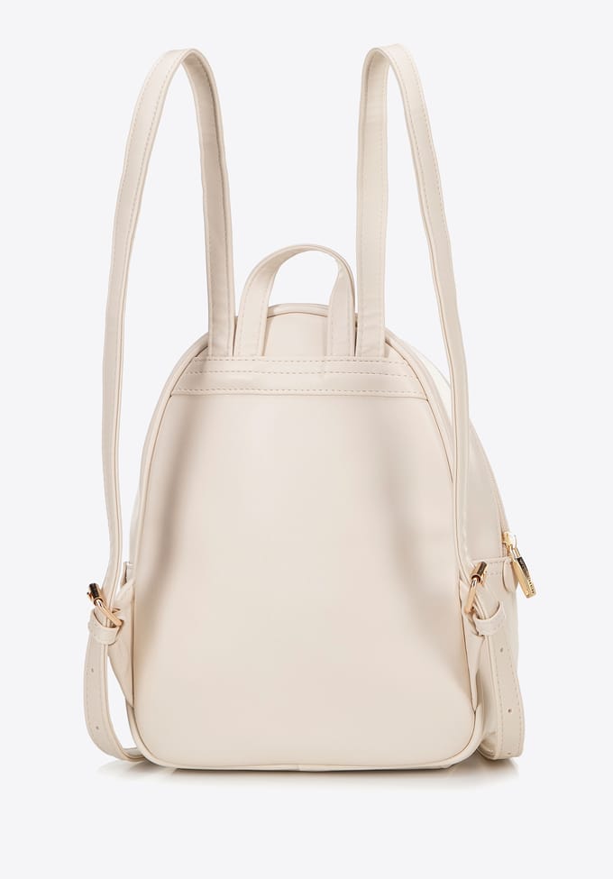 Wittchen Damesrugzak met weefpatroon, crème en beige, eco-leer