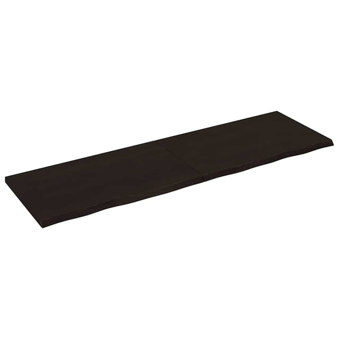 vidaXL - Wastafelblad - 200x60x(2-4) - cm - behandeld - massief - hout - donkerbruin