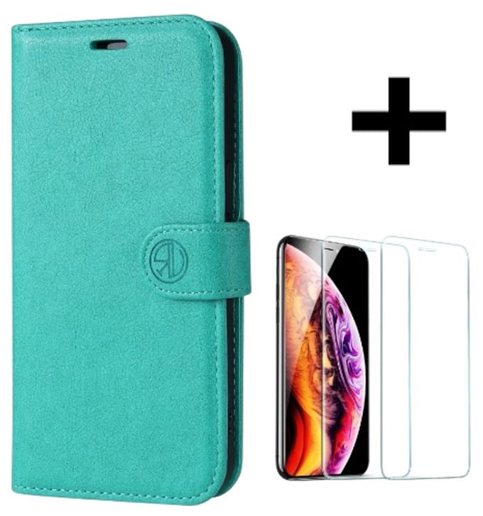 Hoesje geschikt voor Apple iPhone 7/8/SE (2020-2022)/book case met pasjeshouder hoge kwaliteit kleur Turquoise + gratis screen protector