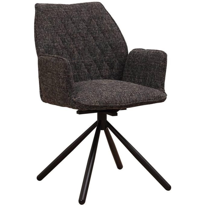 Dimehouse Draaibare Eetkamerstoel Zwart Novan Chenille – 180° Draaibaar - Chenille - Modern