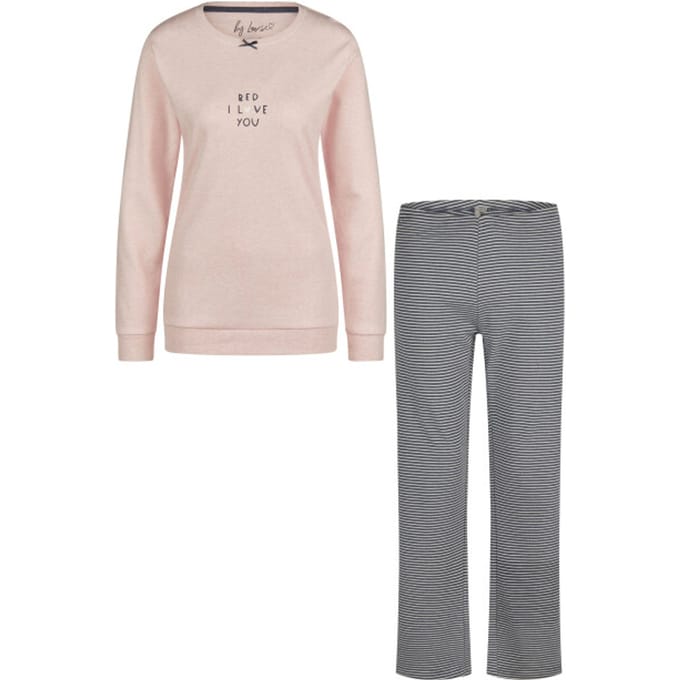 By Louise Dames Winter Pyjama Set Lang Interlock Roze - Maat XL