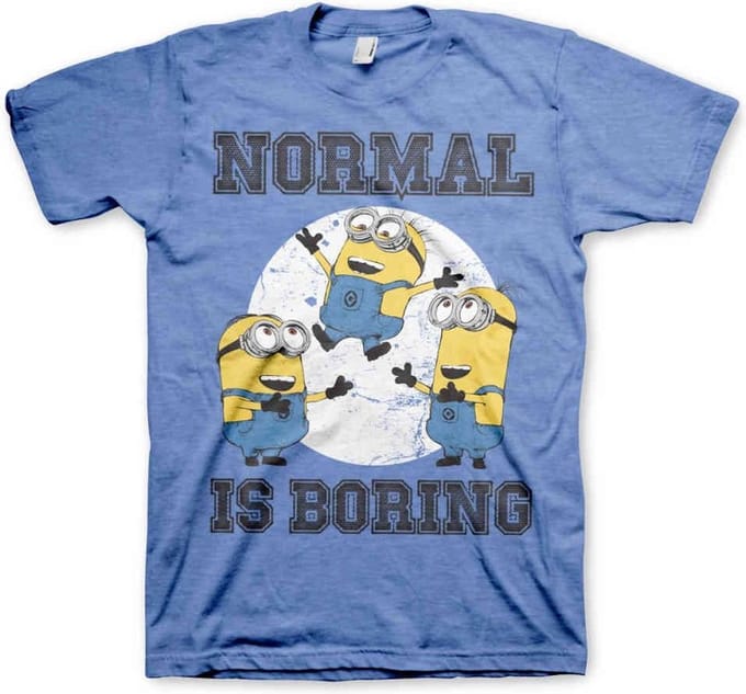 Minions Heren Tshirt -S- Normal Life Is Boring Blauw