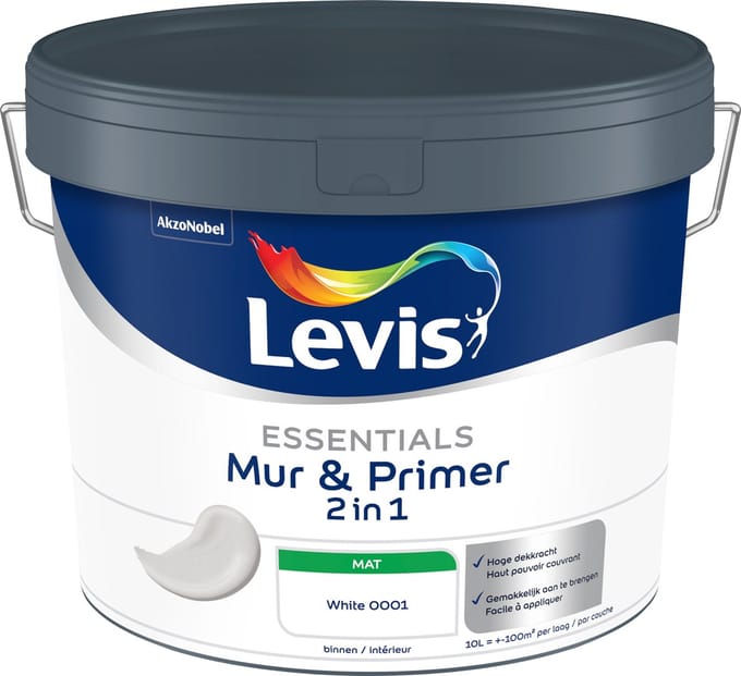 Levis - Essentials Mur & Primer - Wit - 10 L