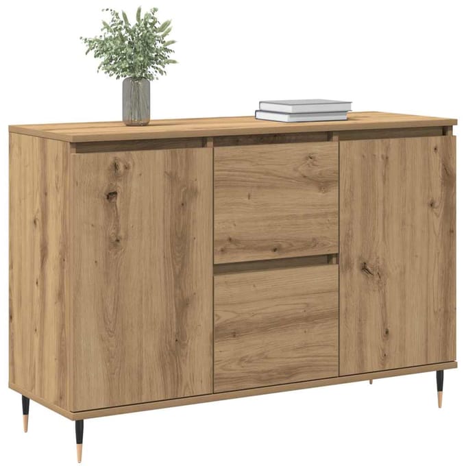 vidaXL - Dressoir - Artisan - Eiken - 101,5 - x - 35 - x - 70 - cm - Bewerkt - hout