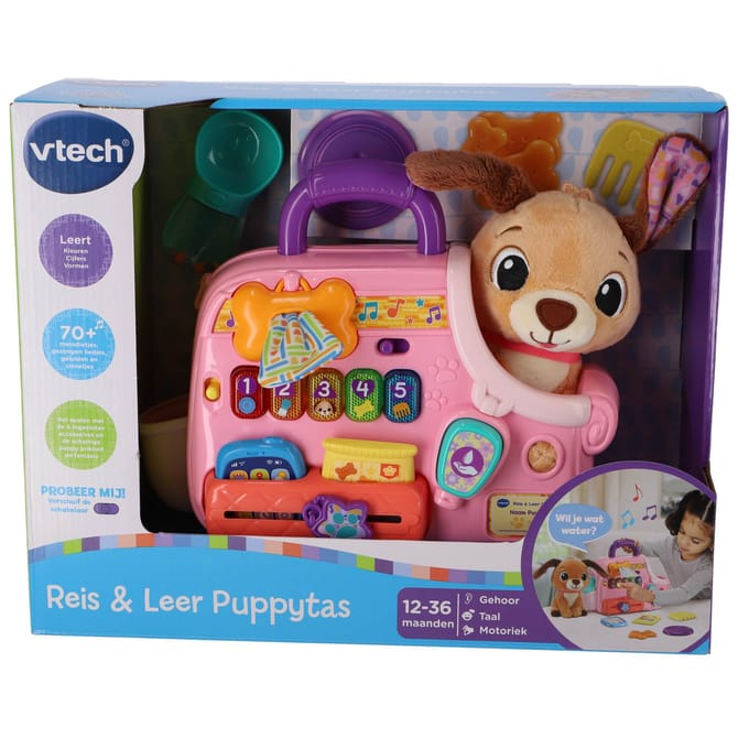 VTech Baby reis- en leer puppytas interactief speelgoed voor kinderen.