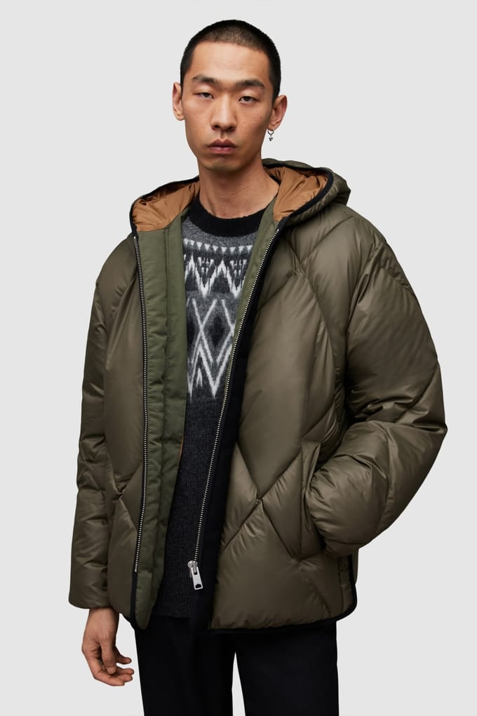 AllSaints Pegasis Puffer Coat Khaki/marsh Olive Taglia: M | Giacche invernali Outlet | Uomo | Verde