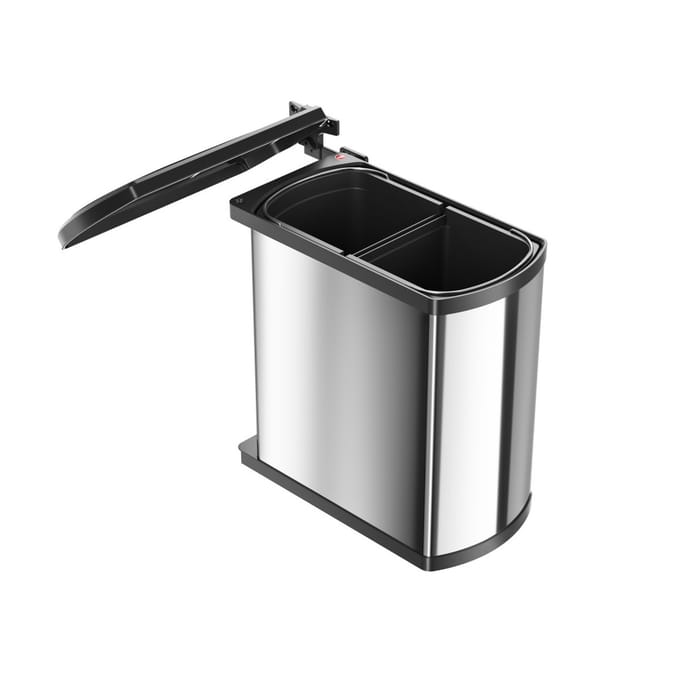 Hailo Inbouw Prullenbak - 2x8 l - RVS - Zwart
