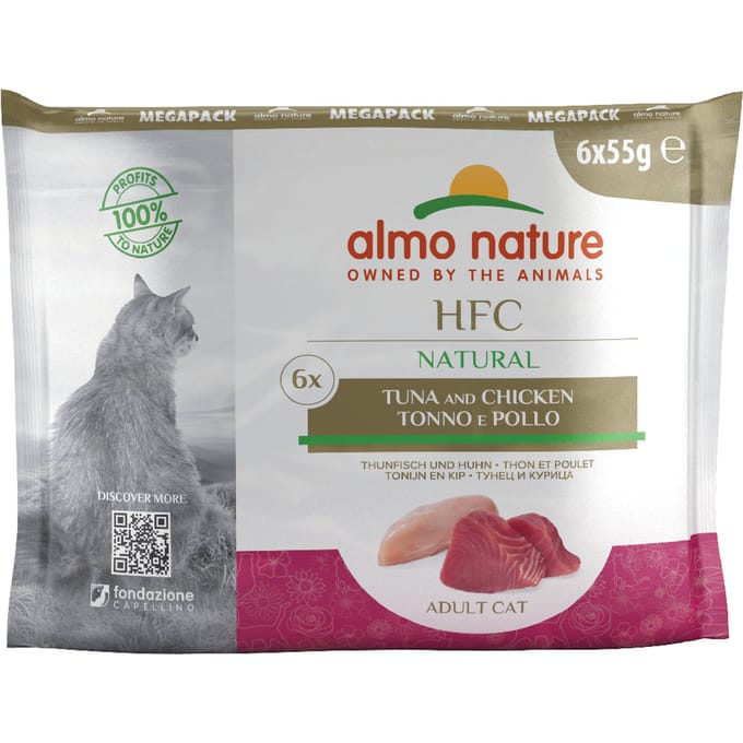 24 x 55 g  Almo Nature Classic Tonijn & Kip Pouch Voordeelpakket Kattenvoer