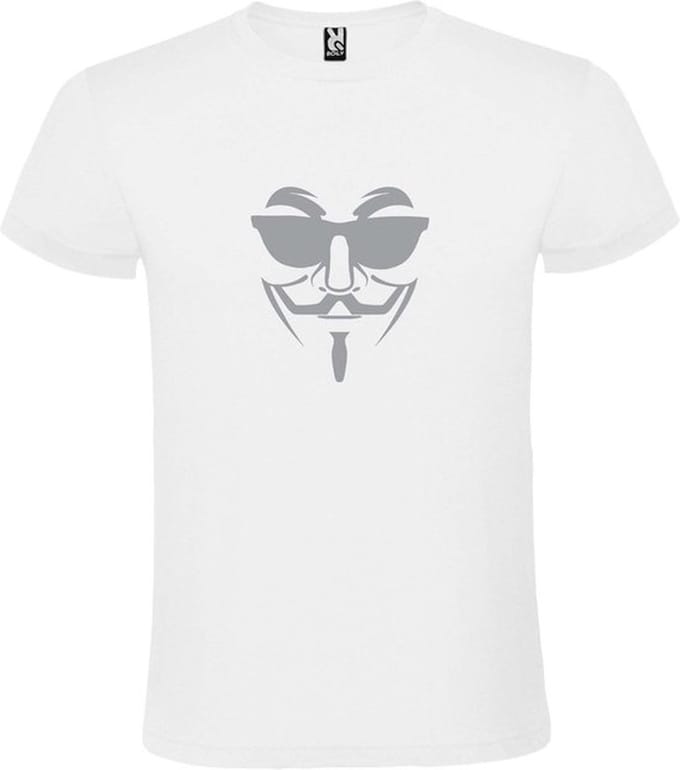 Wit T shirt met print van " Vendetta " print Zilver size S