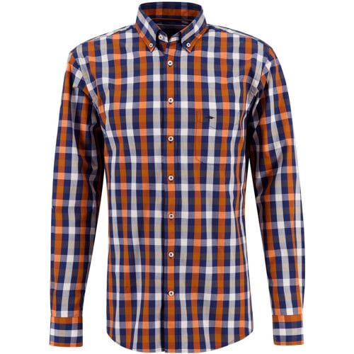 Fynch-Hatton Overhemd Bold Multi Combi Check Button Down Burnt Orange-Multi / male