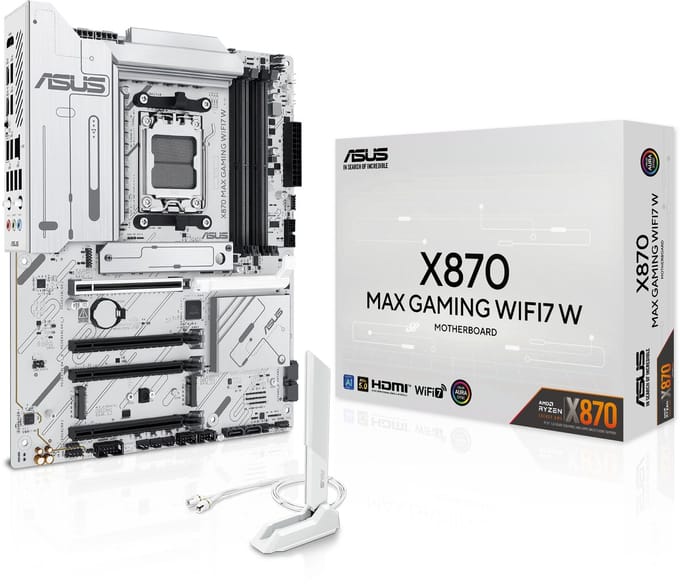 ASUS X870 MAX GAMING WIFI7 WHITE Moederbord - AMD X870 - AMD AM5 - DDR5 RAM - ATX