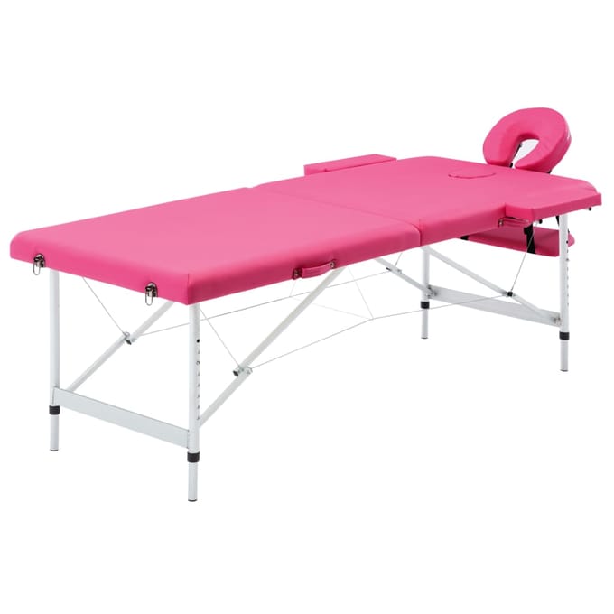 vidaXL - Massagetafel - inklapbaar - 2 - zones - aluminum - roze