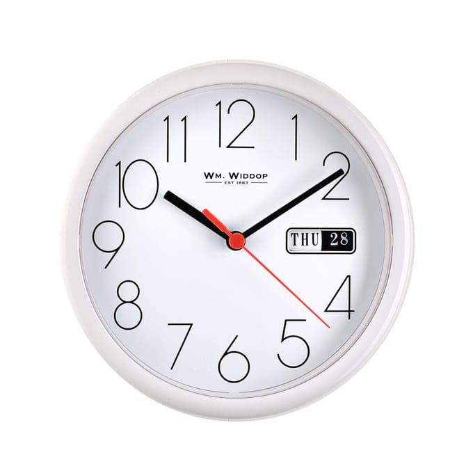 Hometime Dag/Datum Wandklok-Witte Kast/Witte Wijzerplaat 8.5 Rond +B One Size wit