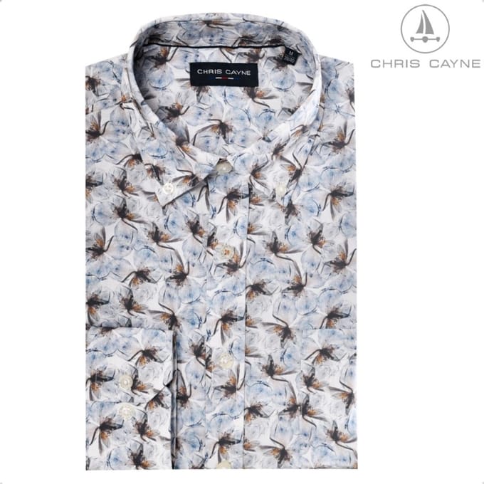 Blouse 1230 camel/wit print LM Chris Cayne - maat M