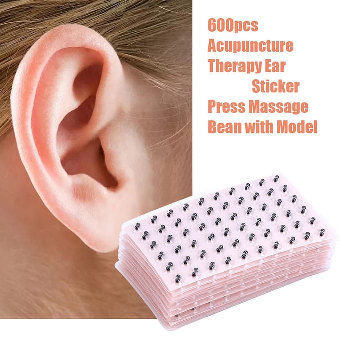 600 stuks Acupunctuur Therapie Oorsticker Druk Massage Boon white