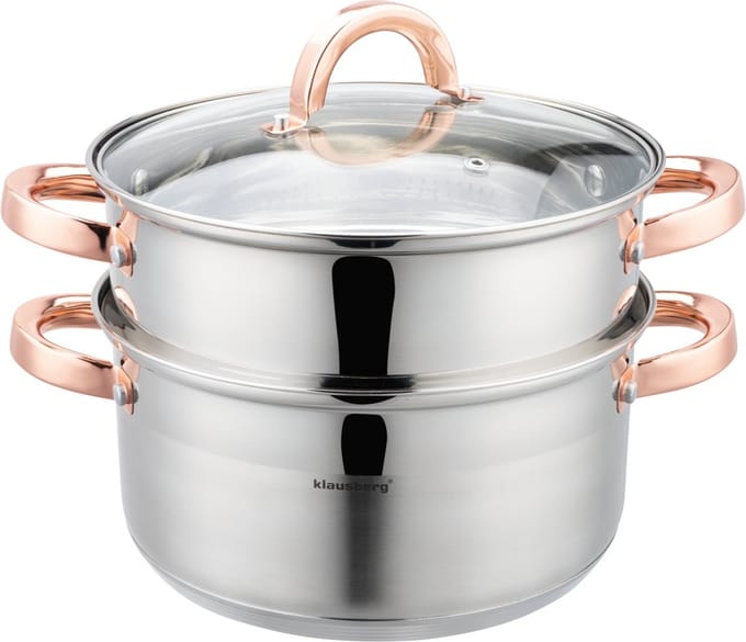 Klausberg 7731 - stoompan - 3 delig - 22 cm - rvs - alle warmtebronnen