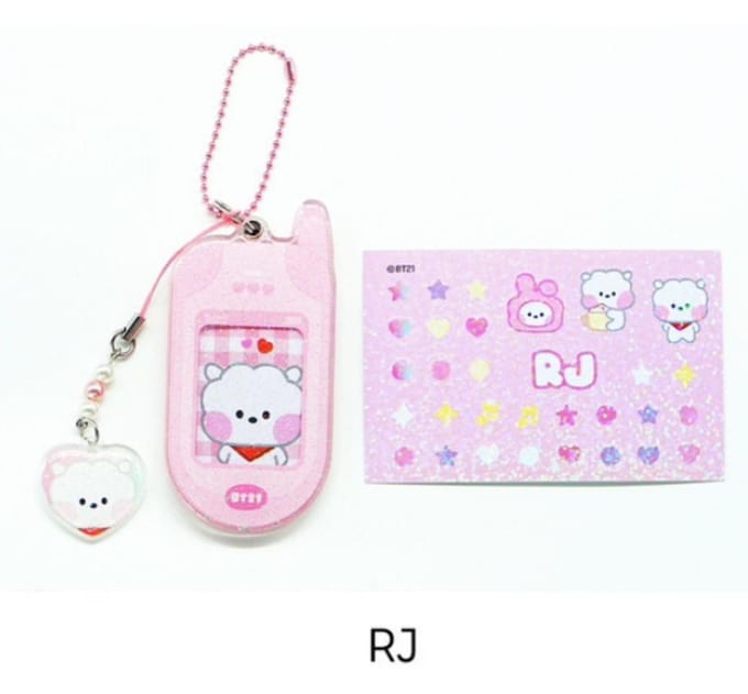 Porte-clés de téléphone rétro BT21 Minini white