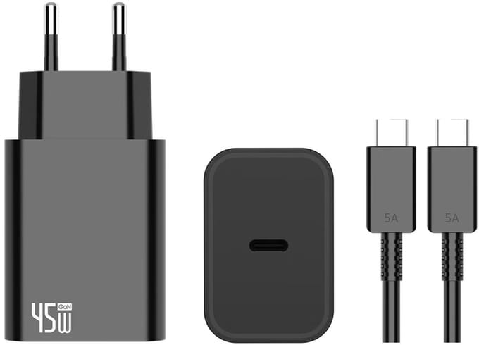 Super Fast Charger With USB-C To USB-C Cable 180CM 45W Black