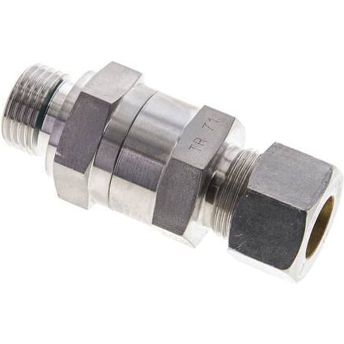 15L (M22x1.5) & G1/2'' Regeling-Uit RVS Terugslagklep Knelfitting Buitendraad 1-250 bar ISO 8434-1