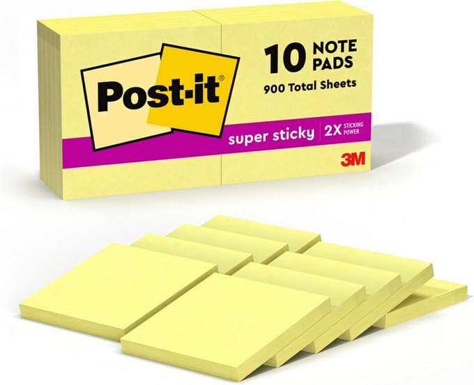 Post-it Super Sticky Notities 7,6 x 7,6 cm Geel 10 blokjes