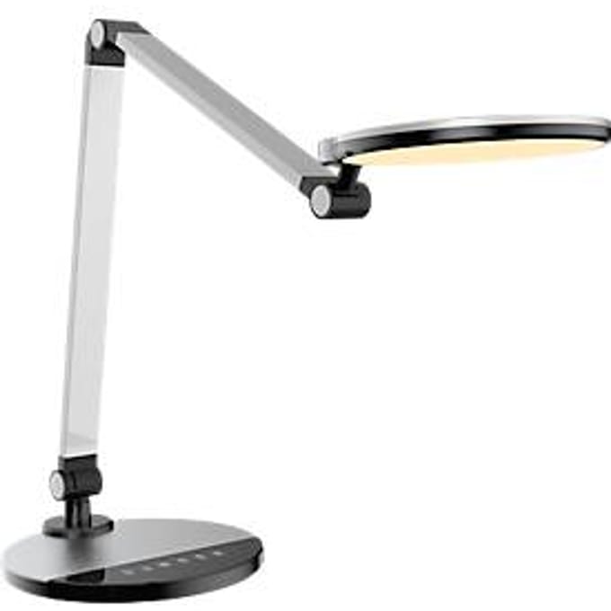 meet by Paperflow CHUCK LED tafellamp zilver, geïntegreerde 600 lm module, scharnierarm, CCT-modus