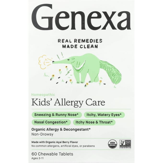 Genexa, soin des allergies pour enfants de 3 à 11 ans, baies d'açaï bio, 60 comprimés à croquer