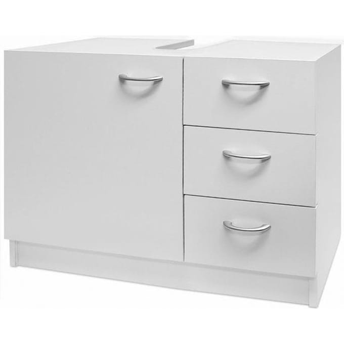 Deuba Wastafelonderkast met Uitsparing – 1 Deur en 3 Lades – 63x54x30cm – Wit