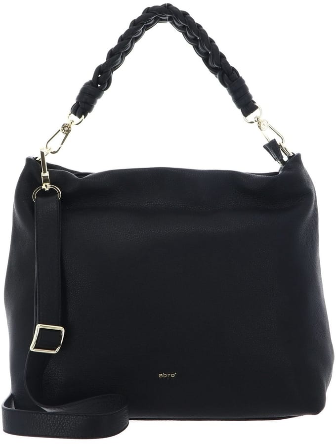 abro Leren schoudertas Leather Dalia Hobo Bag Soley Black / Gold zwart