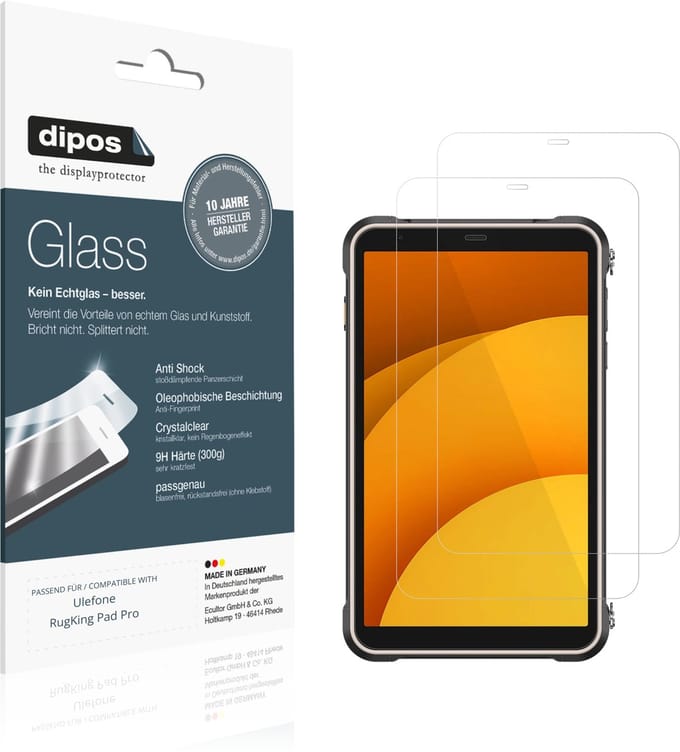 dipos – 2x Pantserfolie geschikt voor Ulefone RugKing Pad Pro | 9H Screenprotector