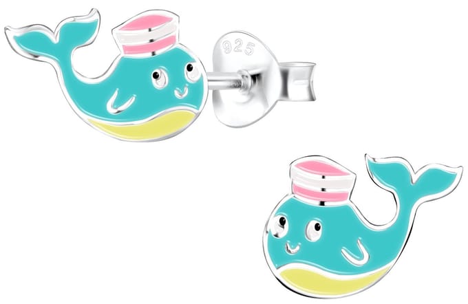 Joy|S - Zilveren Walvis oorbellen - met hoedje