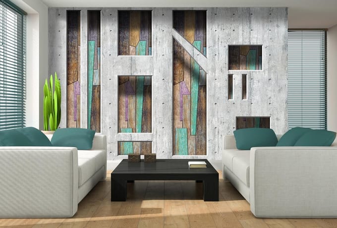 Modern Abstract Wood Planks Photo Wallcovering