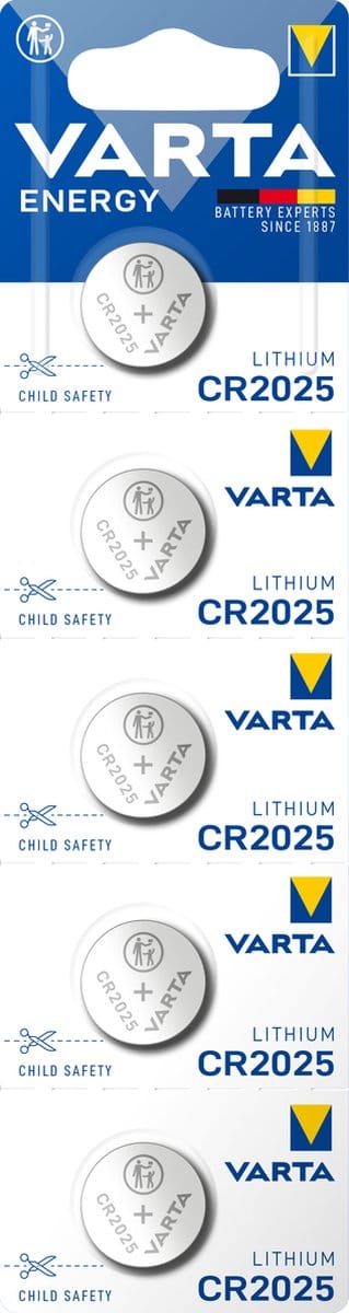 VARTA ENERGY LITHIUM knoopcel batterij CR2025 5 pack