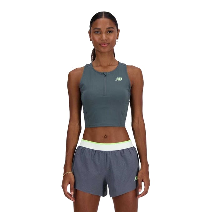 New Balance Nauwsluitende racetanktop voor dames (Grijs)