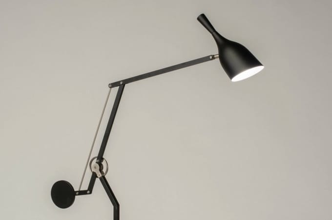 Lumidora Vloerlamp 73598 - WHEEL - E27 - Zwart - Staalgrijs - Metaal