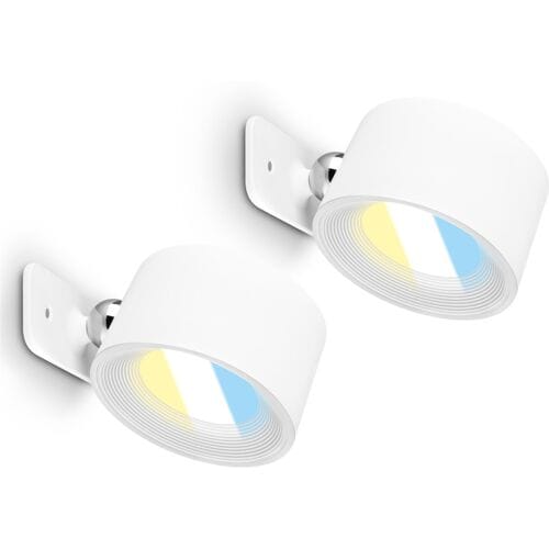 BRILONER Set van 2 draadloze wandlampen (wit)