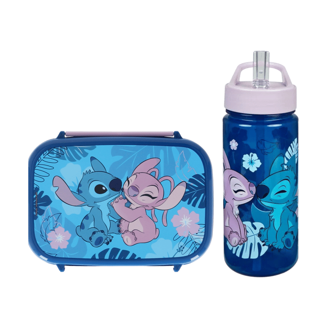 Lilo & Stitch Lunchset - Lunchbox - Drinkfles - Blauw - Lunchbox Kinderen