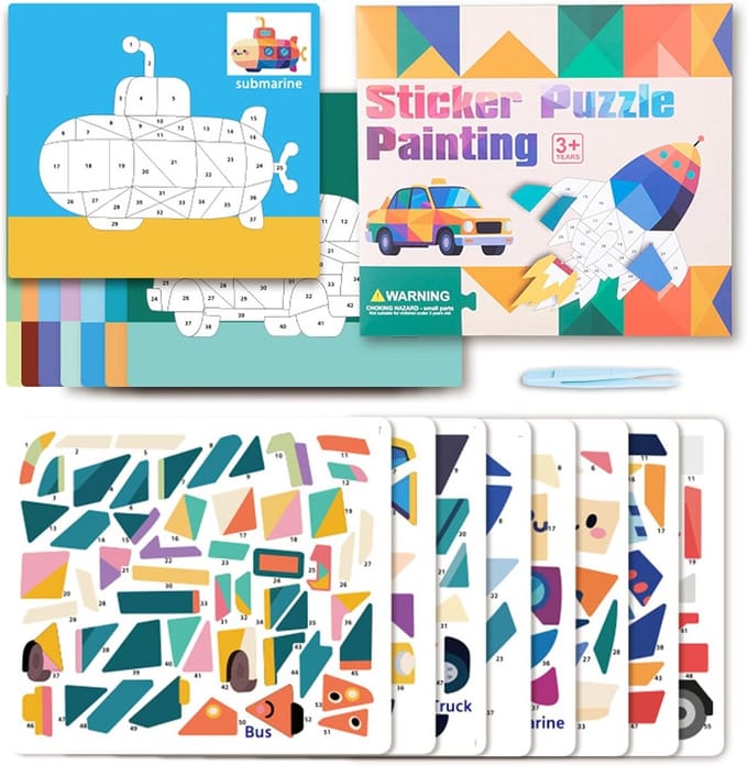 3D Stickerboek met Puzzels voor Kinderen | Educatief Speelgoed Vanaf 3 Jaar