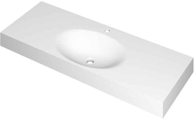 INK Smooth Wastafel Polystone Midden met 1 Kraangat - 1200x450x90 mm - Mat Wit