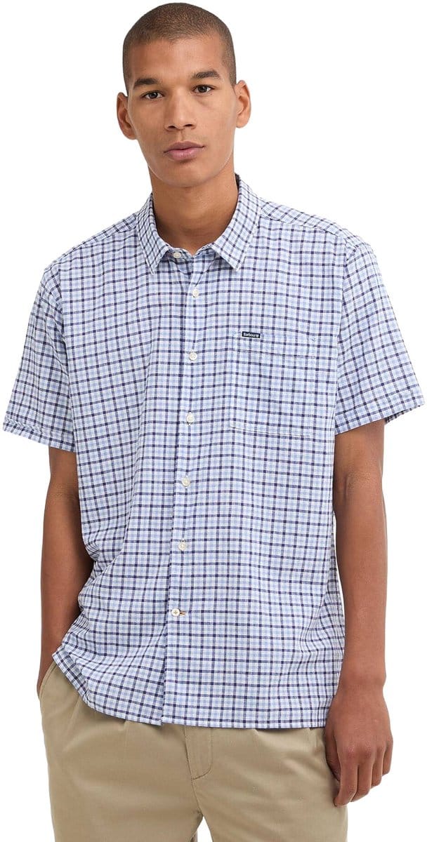 Blauw geruit overhemd Barbour met borstzak