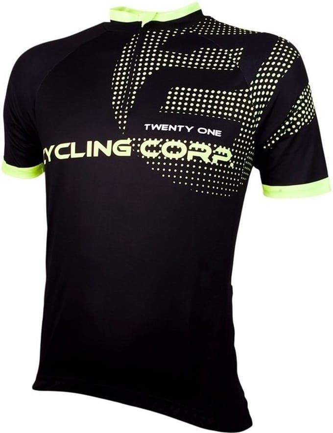 Wielershirt 21 Virages Cycling Corp Zwart Fluo Geel-M