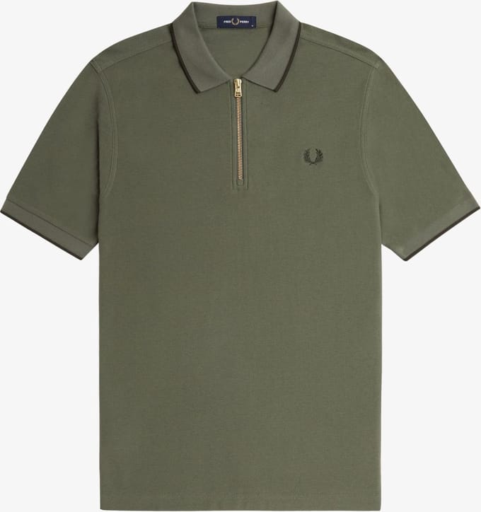 Fred Perry Crepe Pique Zip Neck Polo Shirt