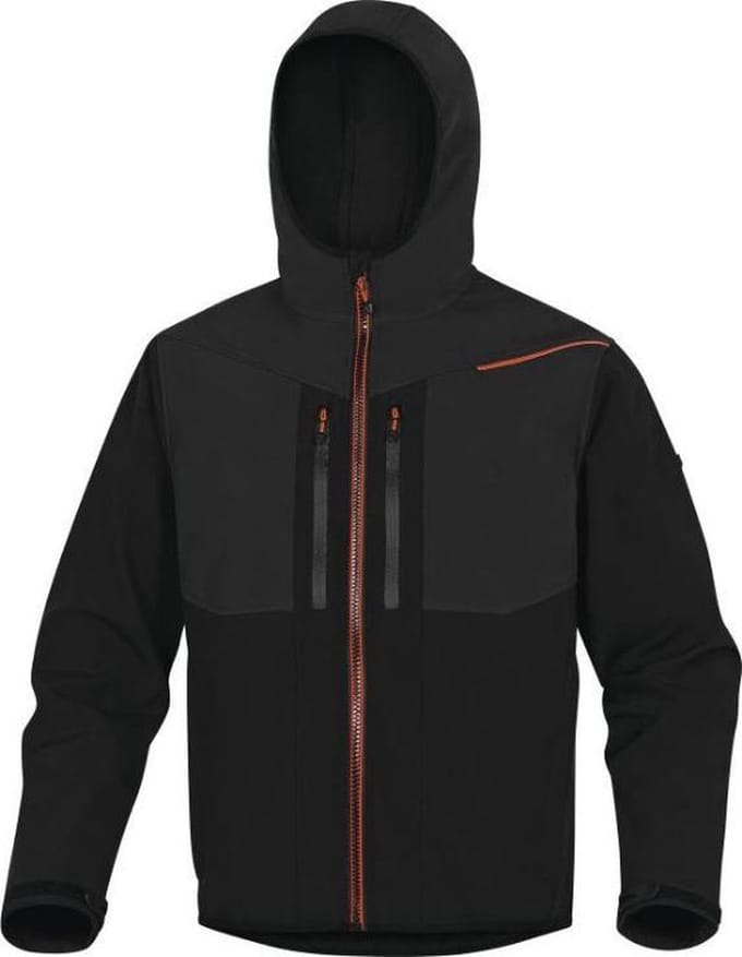 Delta Plus Horten softshell 3 lagen jack - Zwart | Oranje - L