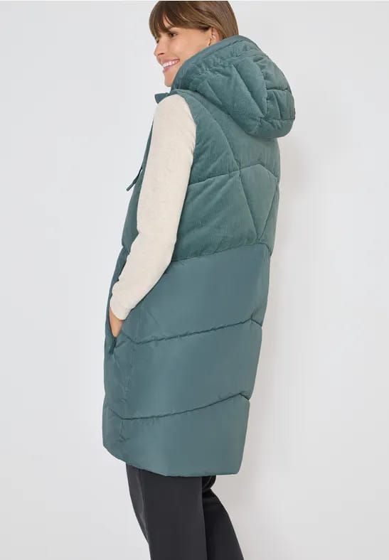 Corduroy mix puffer vest