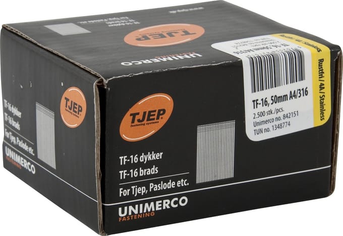Brad 16G 1.6mm l= 50mm recht RVS (2500)