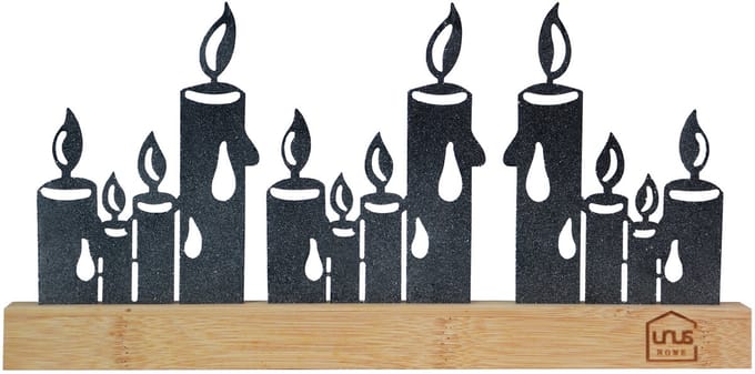 UNUS® Staander kaarsen metaal silhouette sneeuwlook zwart wit kerstdecoratie