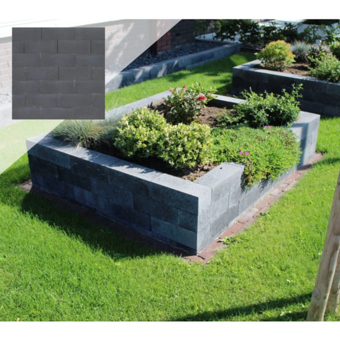 Muurblok strak | 30x12x10 cm | Antraciet