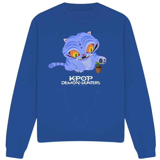 K-Pop Demon Hunters Unisex Volwassene Schattige Derpy Tiger Sweatshirt (Royaal Blauw)