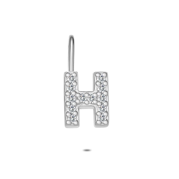 Twice As Nice Hanger in zilver, letter H met steentjes